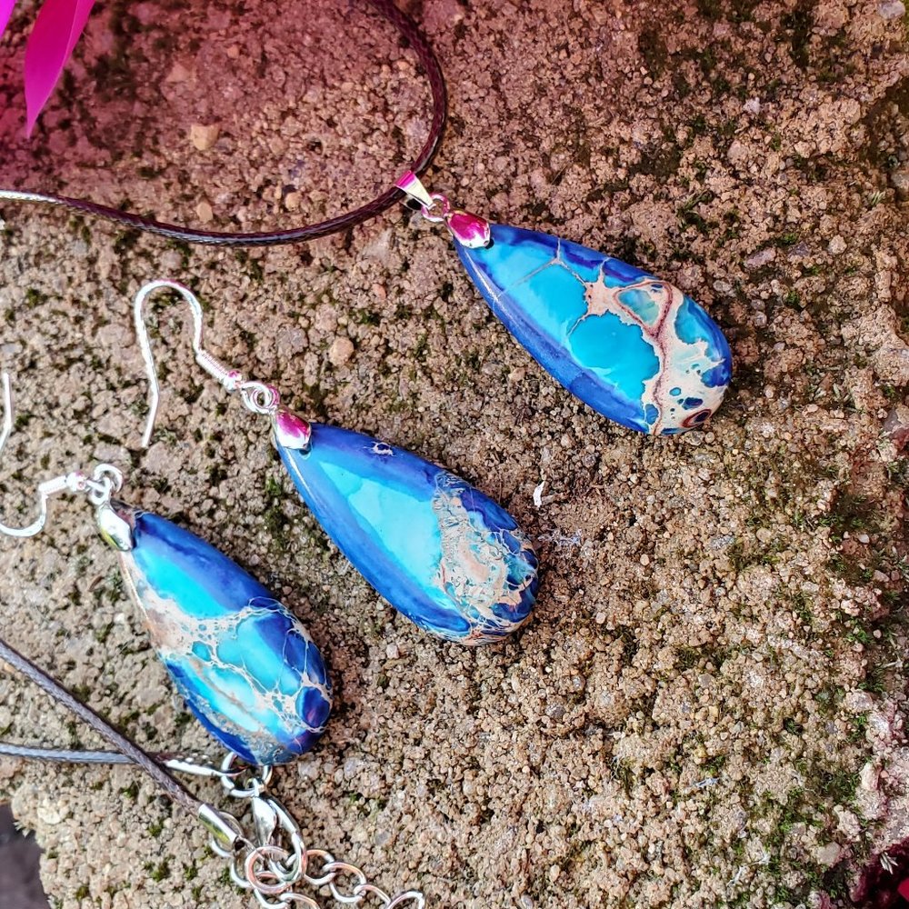 Imperial Jasper earrings and necklace